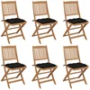 Image de vidaXL - Inklapbare - stoelen - 6 - st - met - kussens - massief - acaciahout