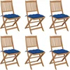 Image de vidaXL - Tuinstoelen - 6 - st - inklapbaar - met - kussens - massief - acaciahout
