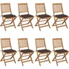 Image de vidaXL - Tuinstoelen - 8 - st - inklapbaar - met - kussens - massief - acaciahout