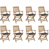 Image de vidaXL - Tuinstoelen - 8 - st - inklapbaar - met - kussens - massief - acaciahout