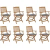Image de vidaXL - Tuinstoelen - 8 - st - inklapbaar - met - kussens - massief - acaciahout