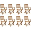 Image de vidaXL - Tuinstoelen - 8 - st - inklapbaar - met - kussens - massief - acaciahout
