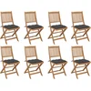 Image de vidaXL - Tuinstoelen - 8 - st - inklapbaar - met - kussens - massief - acaciahout