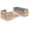 Image de vidaXL - 6-delige - Loungeset - met - kussens - massief - grenenhout