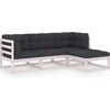 Image de vidaXL - 4-delige - Loungeset - met - kussens - massief - grenenhout