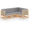 Image de vidaXL - 4-delige - Loungeset - met - kussens - massief - grenenhout