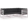 Image de vidaXL - 4-delige - Loungeset - met - kussens - massief - grenenhout