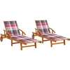 Image de vidaXL - Ligstoelen - 2 - st - met - kussens - massief - acaciahout