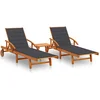 Image de vidaXL - Ligstoelen - 2 - st - met - tafel - en - kussens - massief - acaciahout