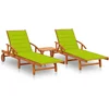 Image de vidaXL - Ligstoelen - 2 - st - met - tafel - en - kussens - massief - acaciahout