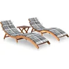Image de vidaXL - Ligbedden - 2 - st - met - tafel - en - kussens - massief - acaciahout