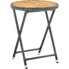 Image de vidaXL - Tafeltje - 60 - cm - poly - rattan - en - massief - acaciahout - grijs