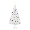 Image de vidaXL - Kunstkerstboom - met - verlichting - en - kerstballen - 210 - cm - PVC - wit