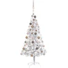 Image de vidaXL - Kunstkerstboom - met - verlichting - en - kerstballen - 120 - cm - PET - zilver