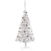 Image de vidaXL - Kunstkerstboom - met - verlichting - en - kerstballen - 150 - cm - PET - zilver