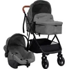 Image de vidaXL - Kinderwagen - 3-in-1 - staal - lichtgrijs - en - zwart