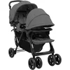 Image de vidaXL - Tweelingkinderwagen - tandem - staal - donkergrijs