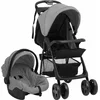 Image de vidaXL - Kinderwagen - 3-in-1 - staal - lichtgrijs - en - zwart
