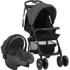 Image de vidaXL - Kinderwagen - 3-in-1 - staal - donkergrijs - en - zwart
