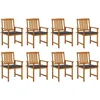 Image de vidaXL - Tuinstoelen - 8 - st - met - kussens - massief - acaciahout