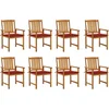 Image de vidaXL - Tuinstoelen - 8 - st - met - kussens - massief - acaciahout