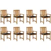 Image de vidaXL - Tuinstoelen - 8 - st - met - kussens - massief - acaciahout