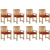 Image de vidaXL - Tuinstoelen - 8 - st - met - kussens - massief - acaciahout