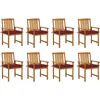 Image de vidaXL - Tuinstoelen - 8 - st - met - kussens - massief - acaciahout