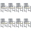 Image de vidaXL - Tuinstoelen - 8 - st - met - kussens - massief - acaciahout - grijs