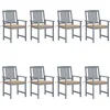 Image de vidaXL - Tuinstoelen - 8 - st - met - kussens - massief - acaciahout - grijs