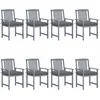 Image de vidaXL - Tuinstoelen - 8 - st - met - kussens - massief - acaciahout - grijs