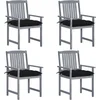 Image de vidaXL - Tuinstoelen - 8 - st - met - kussens - massief - acaciahout - grijs