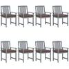 Image de vidaXL - Tuinstoelen - 8 - st - met - kussens - massief - acaciahout - grijs