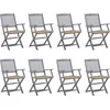 Image de vidaXL - Tuinstoelen - 8 - st - inklapbaar - met - kussens - massief - acaciahout