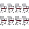 Image de vidaXL - Tuinstoelen - 8 - st - inklapbaar - met - kussens - massief - acaciahout