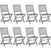 Image de vidaXL - Tuinstoelen - 8 - st - inklapbaar - met - kussens - massief - acaciahout