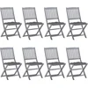Image de vidaXL - Tuinstoelen - 8 - st - inklapbaar - met - kussens - massief - acaciahout