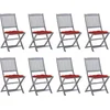 Image de vidaXL - Tuinstoelen - 8 - st - inklapbaar - met - kussens - massief - acaciahout