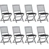 Image de vidaXL - Tuinstoelen - 8 - st - inklapbaar - met - kussens - massief - acaciahout