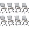Image de vidaXL - Tuinstoelen - 8 - st - inklapbaar - met - kussens - massief - acaciahout