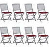Image de vidaXL - Tuinstoelen - 8 - st - inklapbaar - met - kussens - massief - acaciahout