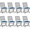 Image de vidaXL - Tuinstoelen - 8 - st - inklapbaar - met - kussens - massief - acaciahout