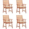 Image de vidaXL - Tuinstoelen - 4 - st - met - kussens - massief - acaciahout