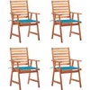 Image de vidaXL - Tuinstoelen - 4 - st - met - kussens - massief - acaciahout
