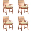 Image de vidaXL - Tuinstoelen - 4 - st - met - kussens - massief - acaciahout