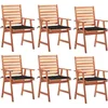 Image de vidaXL - Tuinstoelen - 6 - st - met - kussens - massief - acaciahout