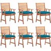 Image de vidaXL - Tuinstoelen - 6 - st - met - kussens - massief - acaciahout
