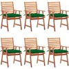 Image de vidaXL - Tuinstoelen - 6 - st - met - kussens - massief - acaciahout