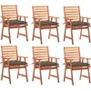 Image de vidaXL - Tuinstoelen - 6 - st - met - kussens - massief - acaciahout