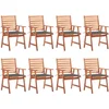 Image de vidaXL - Tuinstoelen - 8 - st - met - kussens - massief - acaciahout